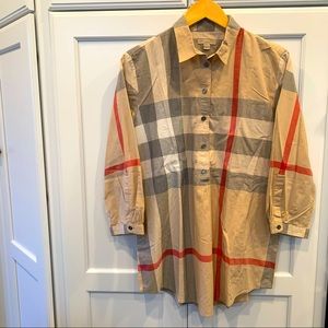 🍁 Burberry Brit Vintage Tan Checkered Oversized Shirt 🍁🌾